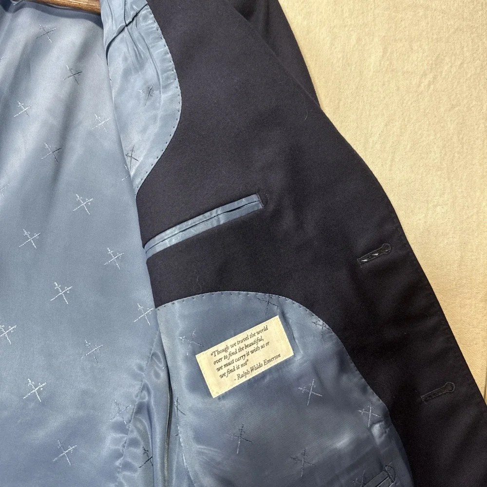 Strong Suit Blazer Mens 38S Blue Wool Flexo Sport Coat Jacket